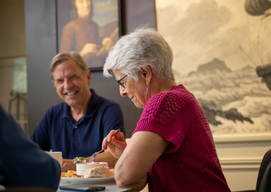 Moravian Village Residents enjoying lunch at the Upper Deck.